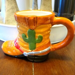 Cactus Boot Mug - Orange and Green